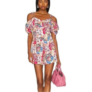 MISA Los Angeles Ruchika Floral Puff Sleeve Romper Size XS NWT